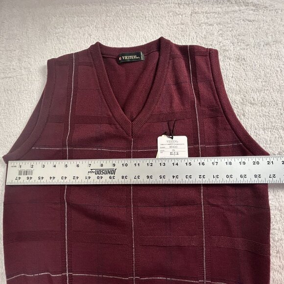 Viesteni Mens Burgundy Knit V-Neck Sweater Vest Large Pullover Japan Made New - Picture 8 of 9